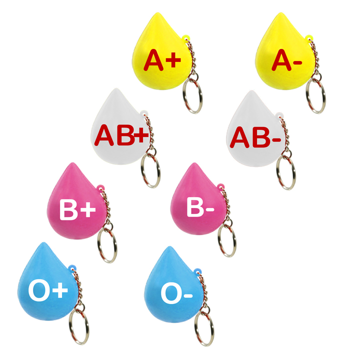 Blood Group Colour Coded Blood Drop Keychains