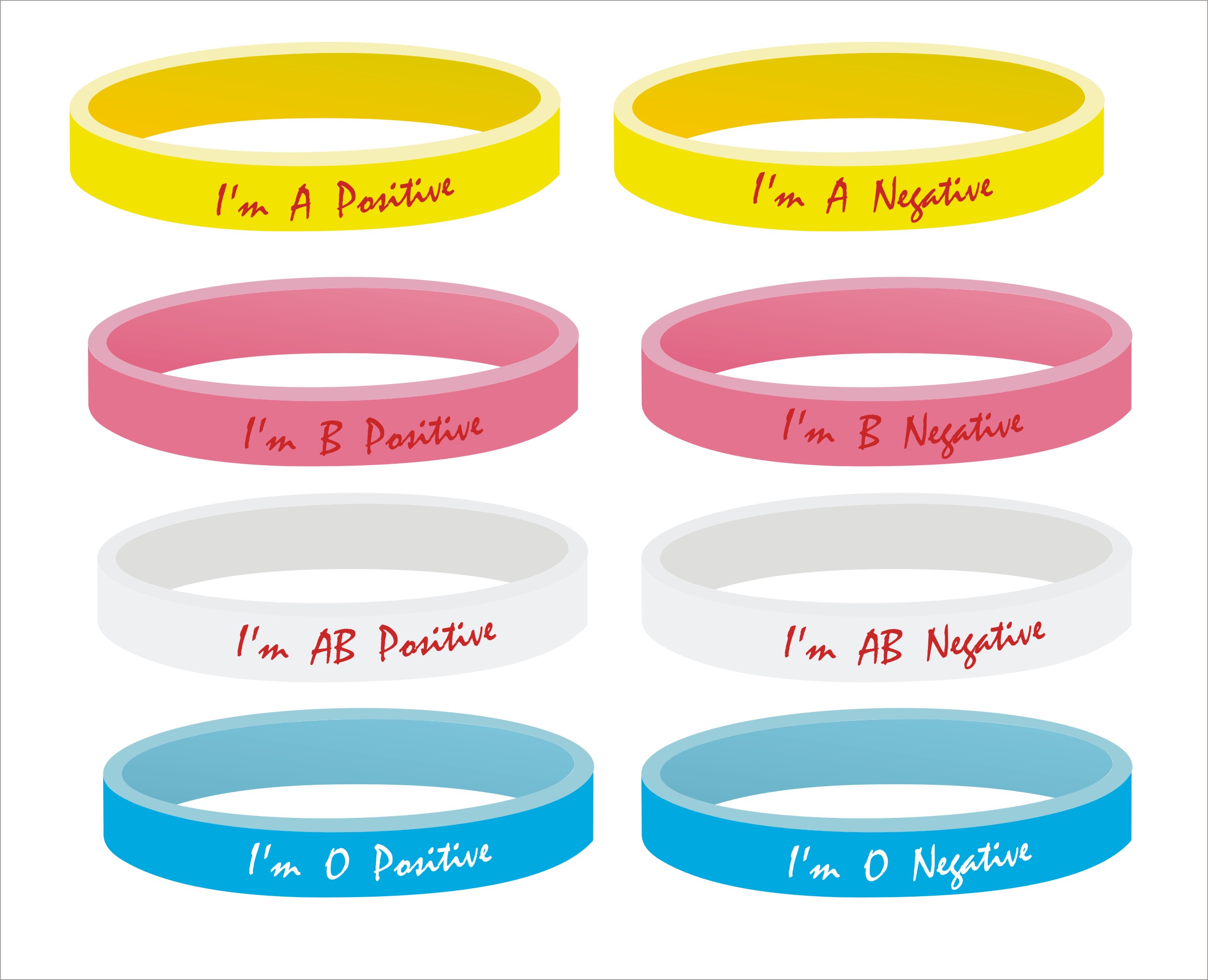 Customise - Blood Group Colour Coded Wristbands (Pack of 1000)